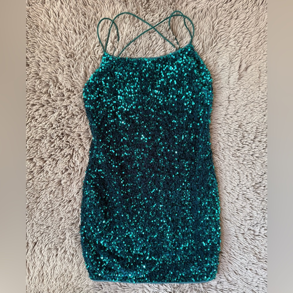 Teal Sequin Mini Dress Size Large